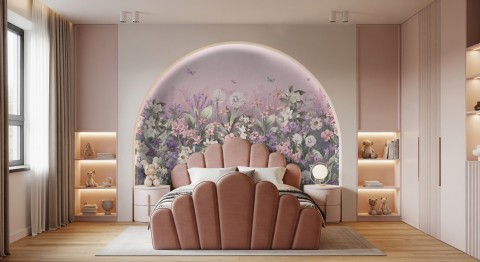 Sanfte blühende Blumenwiese Fototapeten für Kinder