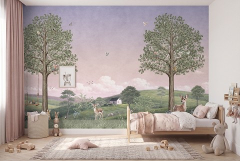 Kids Forest Animals Landscape Wallpaper Mural
