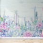 Vintage Hortensienblumen und Kakteen Fototapete