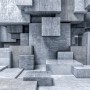 Fototapete 3D-Look Betonstil Graue Abstrakte Würfel
