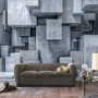 Fototapete 3D-Look Betonstil Graue Abstrakte Würfel