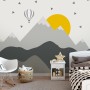 Kinder Graue Geometrische Berglandschaft und Heißluftballon Fototapete