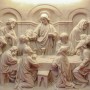3D-Relief-Look Zement Religiöse Skulptur Fototapete