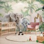 Fototapete Kinder Safari Tiere mit Jungtieren