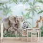 Fototapete Kinder Safari Tiere mit Jungtieren