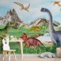 Fototapete für Kinder mit prähistorischen Dinosauriern