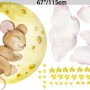Kinder Niedliche Maus auf dem Halbmond und Aquarell Gelbe Sterne Wandtattoo