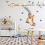 Kinder-Wald-Wandtattoo mit Koala und kleinen Vögeln