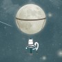 Schaukelnde Katze mit leuchtendem Mond Fototapete für Kinder