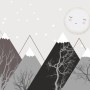 Kinder Jungen Niedliche Mond- und Berglandschaft Fototapete