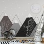 Kinder Jungen Niedliche Mond- und Berglandschaft Fototapete