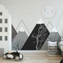 Kinder Jungen Niedliche Mond- und Berglandschaft Fototapete