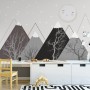 Kinder Jungen Niedliche Mond- und Berglandschaft Fototapete