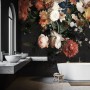 Fototapete Goldene Ära Große und Dunkle Blumen