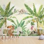 Aquarell Safari-Tiere im Regenwald Fototapete für Kinder
