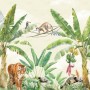 Aquarell Safari-Tiere im Regenwald Fototapete für Kinder