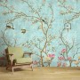 Vintage Kleine Blumen und Vögel Fototapete