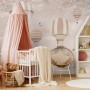 Kinder Fototapete: Rosa Heißluftballon und Kirschblüten