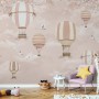 Kinder Fototapete: Rosa Heißluftballon und Kirschblüten