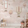 Kinder Fototapete: Rosa Heißluftballon und Kirschblüten