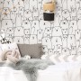 Handgezeichnete Fototapete mit niedlichen Bärchen für Kinderzimmer