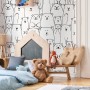 Handgezeichnete Fototapete mit niedlichen Bärchen für Kinderzimmer